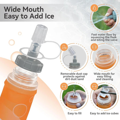 MARCHWAY Soft Hydration Flask with Wide Mouth, 300ml/500ml 300ML, Orange