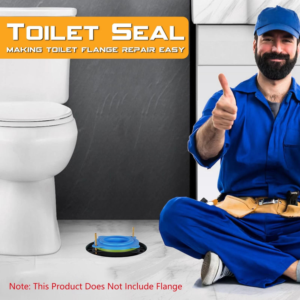 Wax Ring Kit for Toilet Installation - Elastic Rebound Wax-Free Gasket, Blue