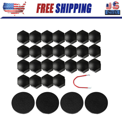 For Tesla Cybertruck Lug Nut Covers & Center Caps (24 Lugs + 4 Caps) Matte Black