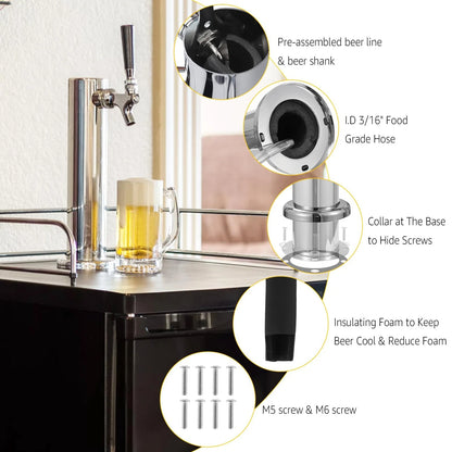 MRbrew Single Tap Draft Beer Tower, Kegerator Silver