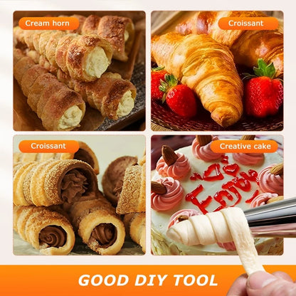 35pcs Cannoli Tubes Molds Kit, Non-stick Cream Horn 3.3x2.4cm, Silver
