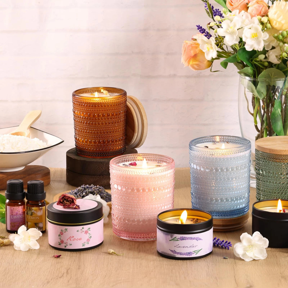 DARJEN Candle Making Kits for Adults - 2.5LB, Amber+Pink+Blue+Green