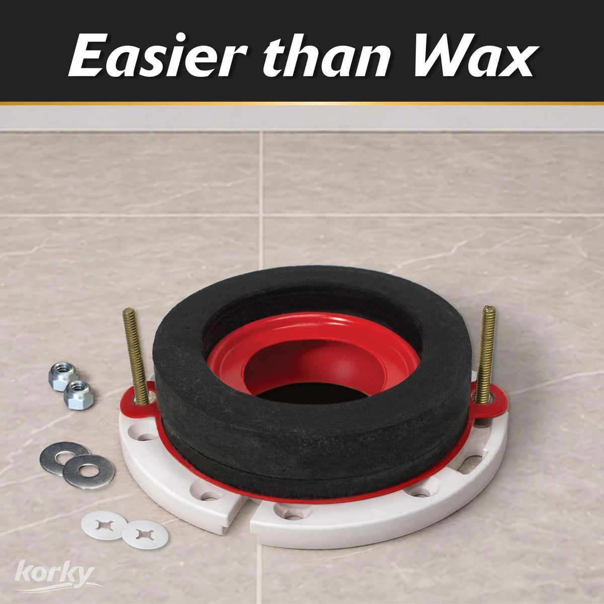 Korky 6000BP Universal Toilet WaxFree Seal with Hardware - 1 Pack, Red