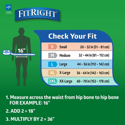 FitRight Ultra Adult Diapers, Disposable Incontinence Briefs, Medium, White