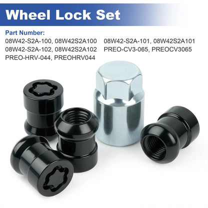 Wheel Lock Set For Honda CR-V 2017-2022 08W42-S2A-100 08W42-S2A-101