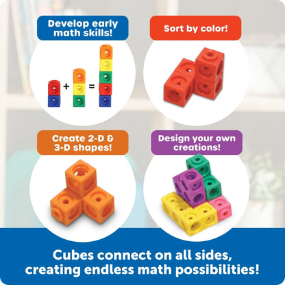 Learning Resources MathLink Cubes - Set of 100 Cubes, Ages 3/4in, Multicolor
