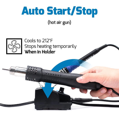 WEP 882D Soldering Iron Station 2-IN-1 SMD Hot Air Rework with 2...