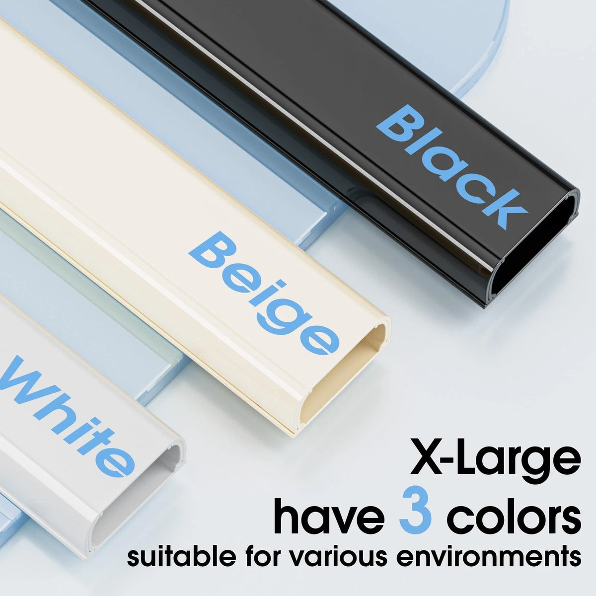 Large Cord Hider - 47in Wire Hiders for TV on X-Large (1.6*0.8in), White