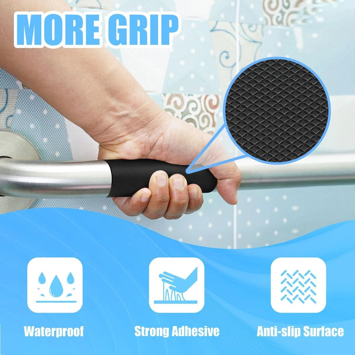 Yorwe Rubber Grip Tape, Ultra-Thin Strong Adhesive 2In x 10Ft, Black