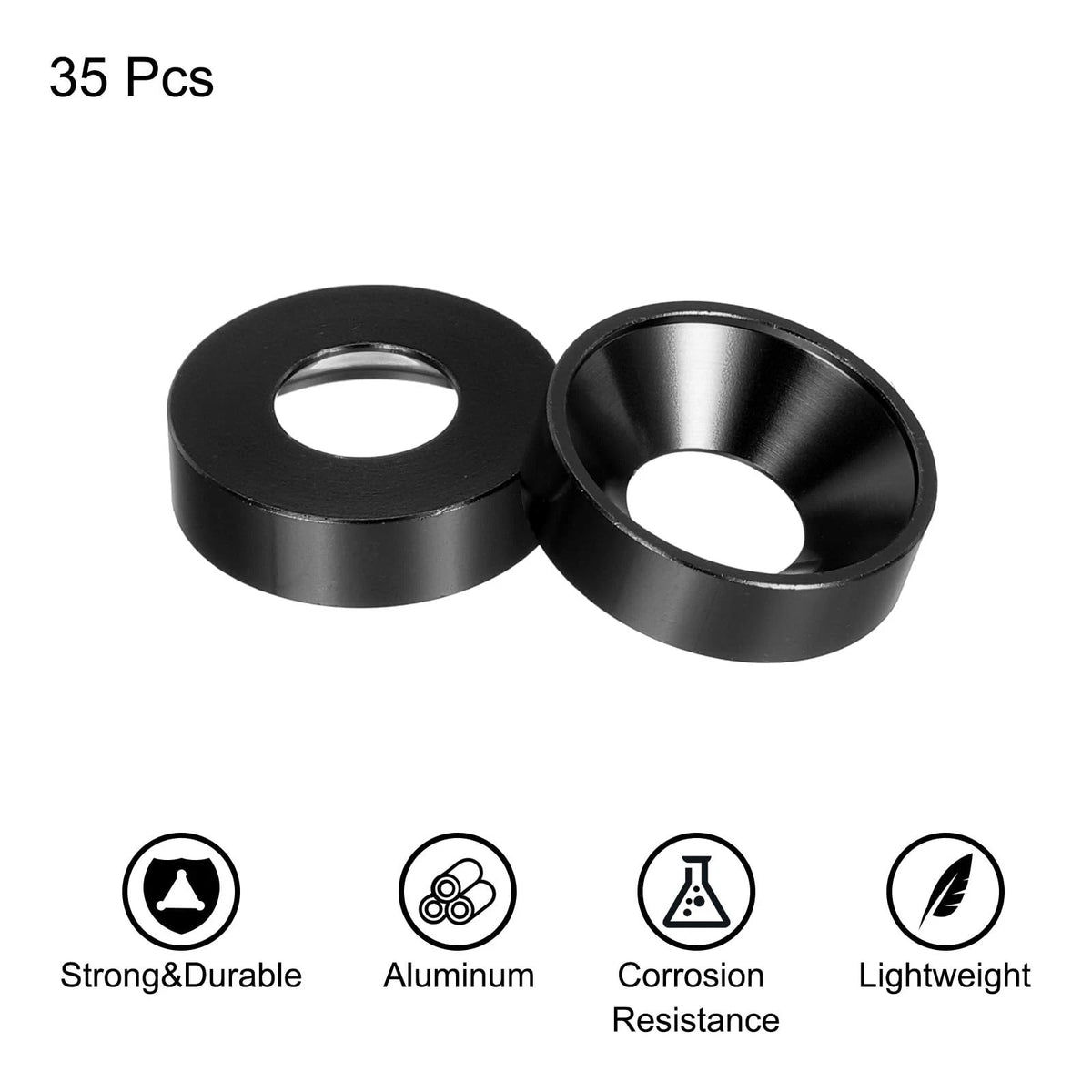 MECCANIXITY M8 Cone Cup Countersunk Washers,Anodized Aluminum M8, Black