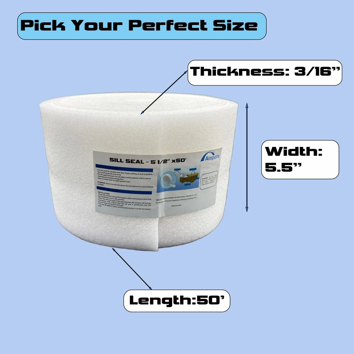 Sill Plate Gasket Sealer (5.5" X50') 5.5"X50', White
