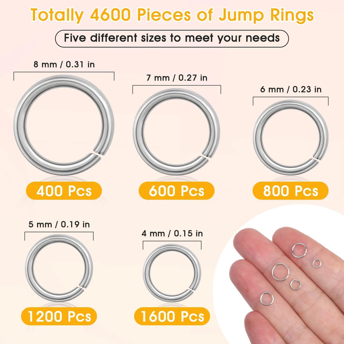 PAXCOO 4600Pcs Silver Jump Rings with Open/Close Tools for