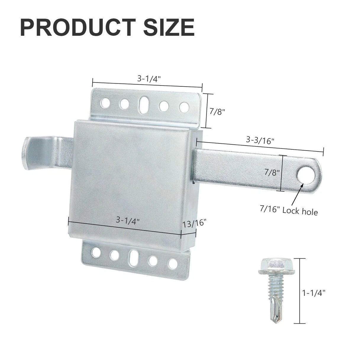 QZATTCAEN Garage Door Side Lock, Galvanized Steel Inside Deadlock for 0