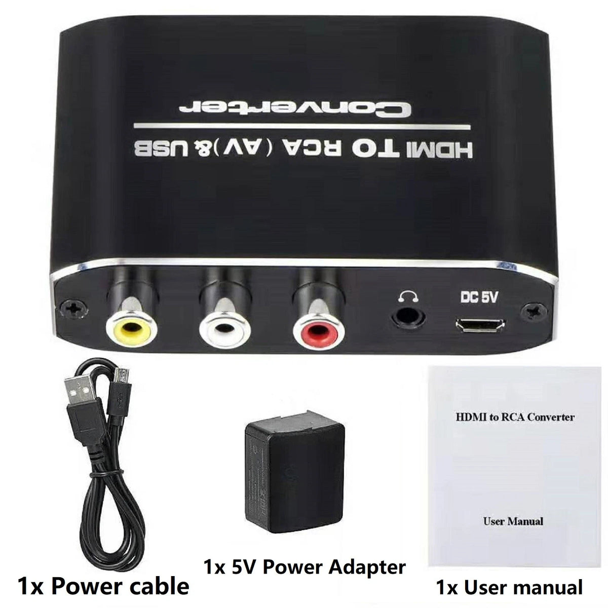 1080P HDMI to RCA Converter Adapetr HDMI Input to RCA Output+3.5mm Audio Output