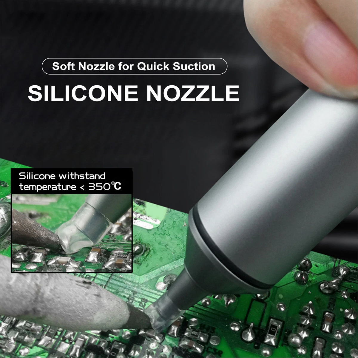 Silver Silicone Tip Solder Sucker Pump Remover Engineer Desoldering Pump Tool