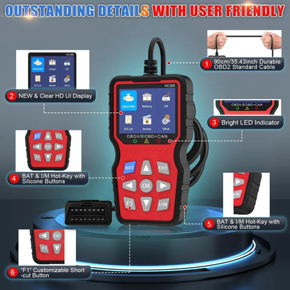 OBD2 Scanner Professional, Car Diagnostic Tool with Live Data & Battery...