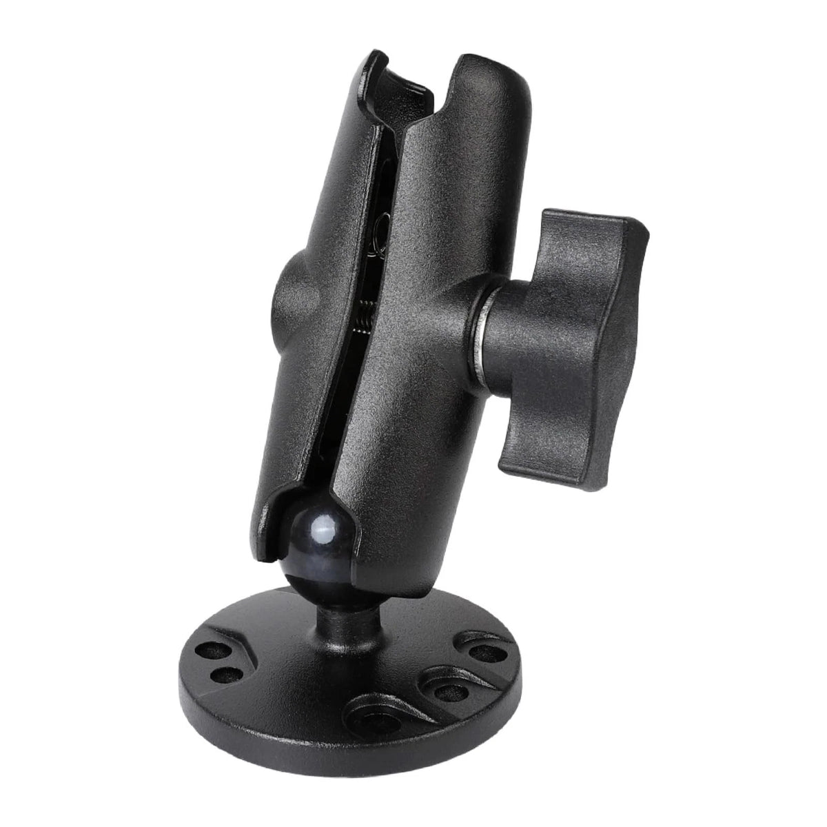FPN 1" Ball Double Socket Arm with AMPS Hole Round Plate Base, 4.53" Length
