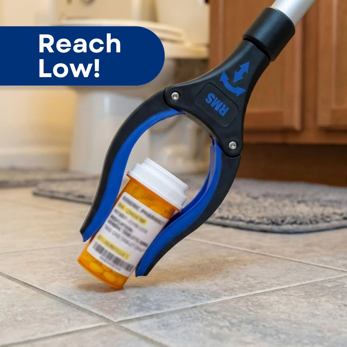 RMS 2-Pack 32 Inch Extra Long Grabber Reacher with Rotating Jaw - Blue