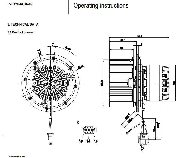Ebmpapst R2E120-AO16-09 Centrifugal Fan 230VAC 0.5A Injection Molding Machine