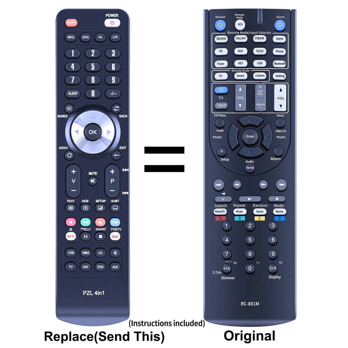 Replacement Remote Control For Integra RC-881M, DTR 30.6, DTR-30.6