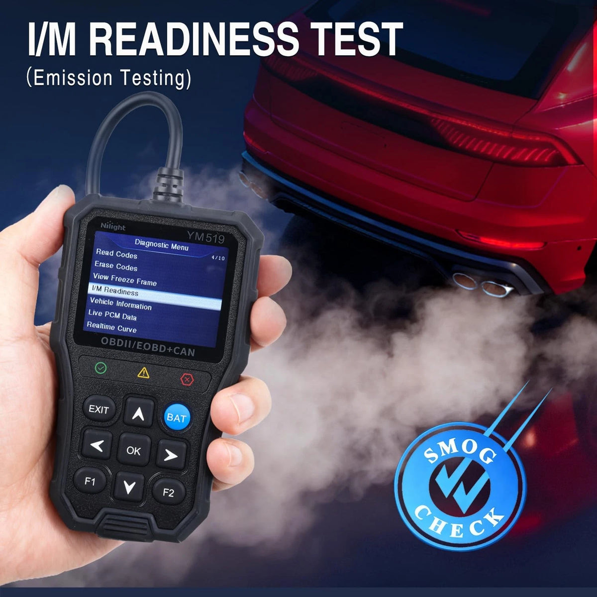 Nilight YM519 2.8” Large Screen OBD2 Scanner - Enhanced Automotive Computer B
