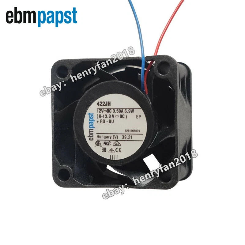 Ebmpapst 422JH Axial Fan DC 12V 6.9W 0.58A 40*40*28MM 54dBA Cooling Fan 2-wires