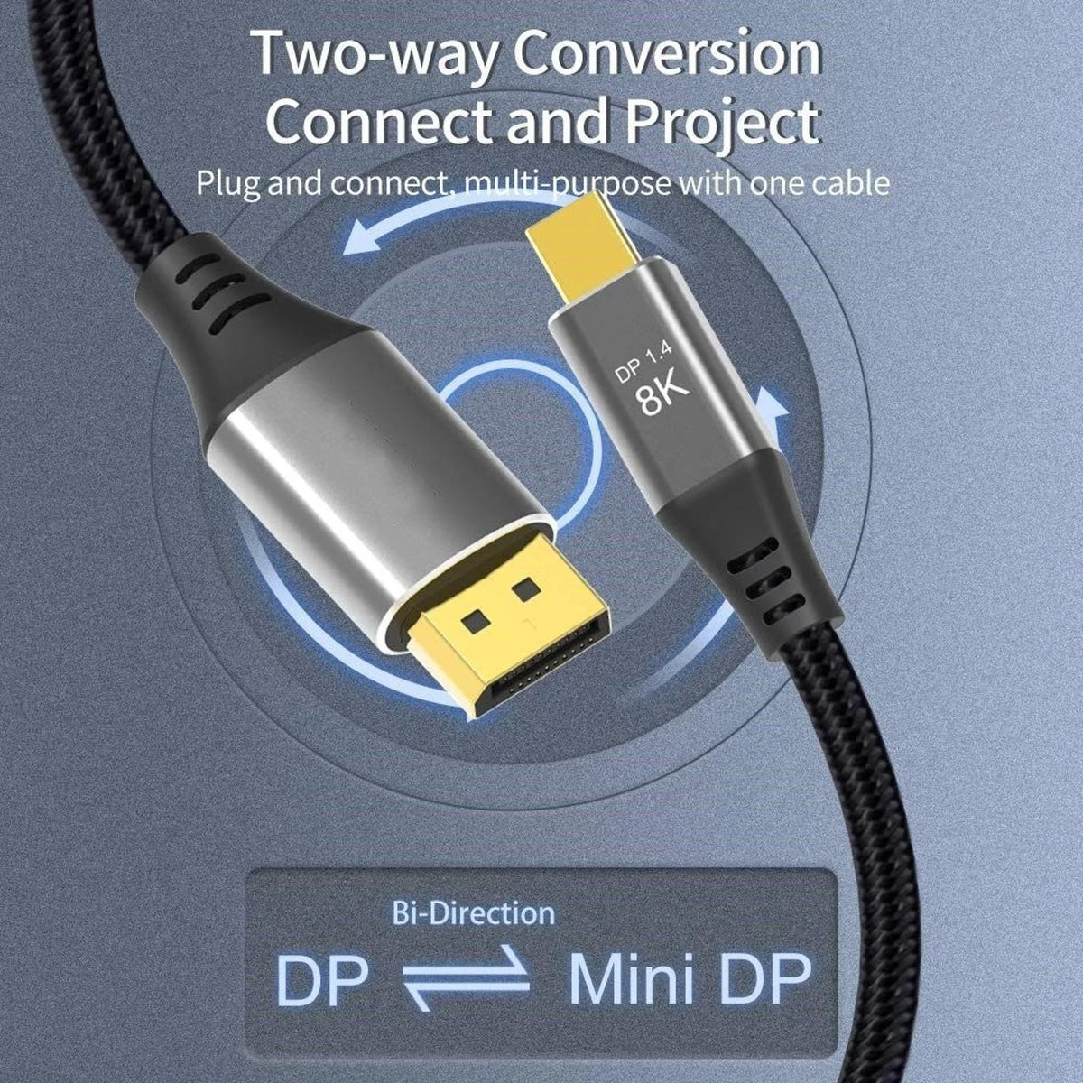 1m Laptop Mini DP to DP Cable Conversion Cord 8K@60Hz 4K@144Hz DisplayPort 1.4 j