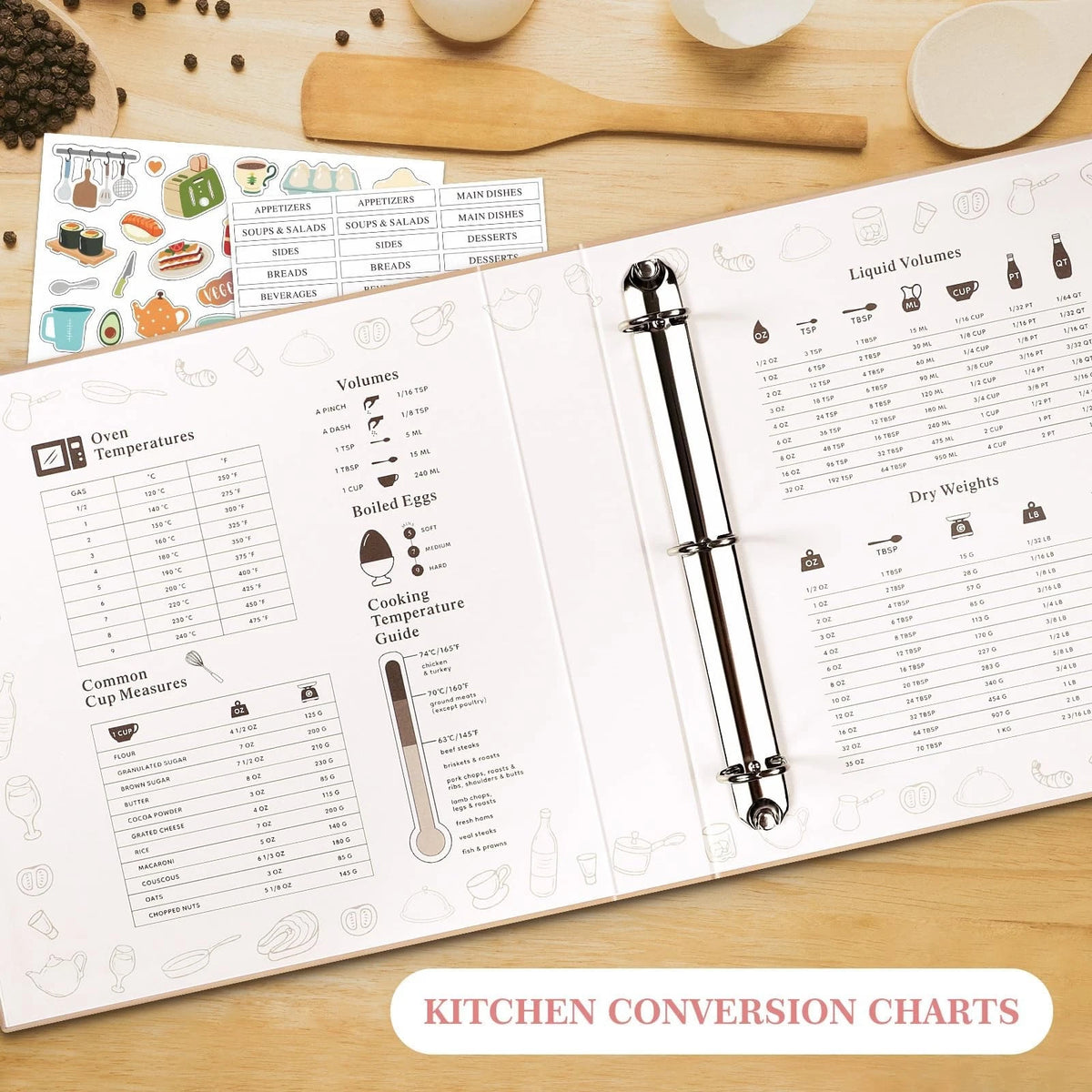 Lanpn Recipe Binder 8.5x11 3 Ring Kit, Waterproof 8.5 x 11 inches, Oat