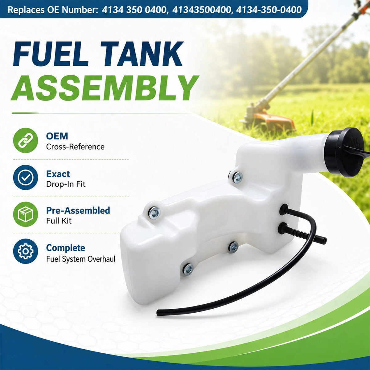 Vented Fuel Tank Assembly 4134 350 0400 For Stihl FS250 FS300 FS350 Trimmer