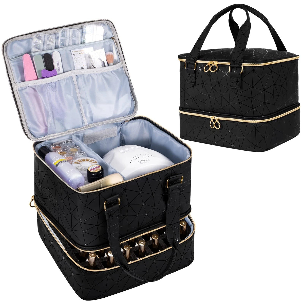 Uross Nail Polish Organizer Large - 11 x 9.5 x inch (42 bottles), Black