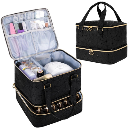 Uross Nail Polish Organizer Large - 11 x 9.5 x inch (42 bottles), Black
