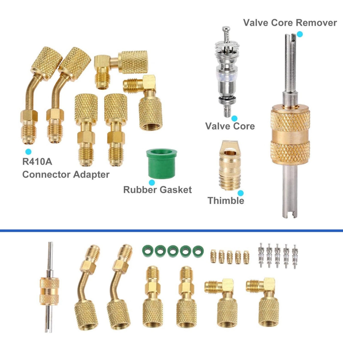 R410A Durable Adapter Kit Mini Split Adapter 5/16 To 1/4 Coupler Brass+Rubber