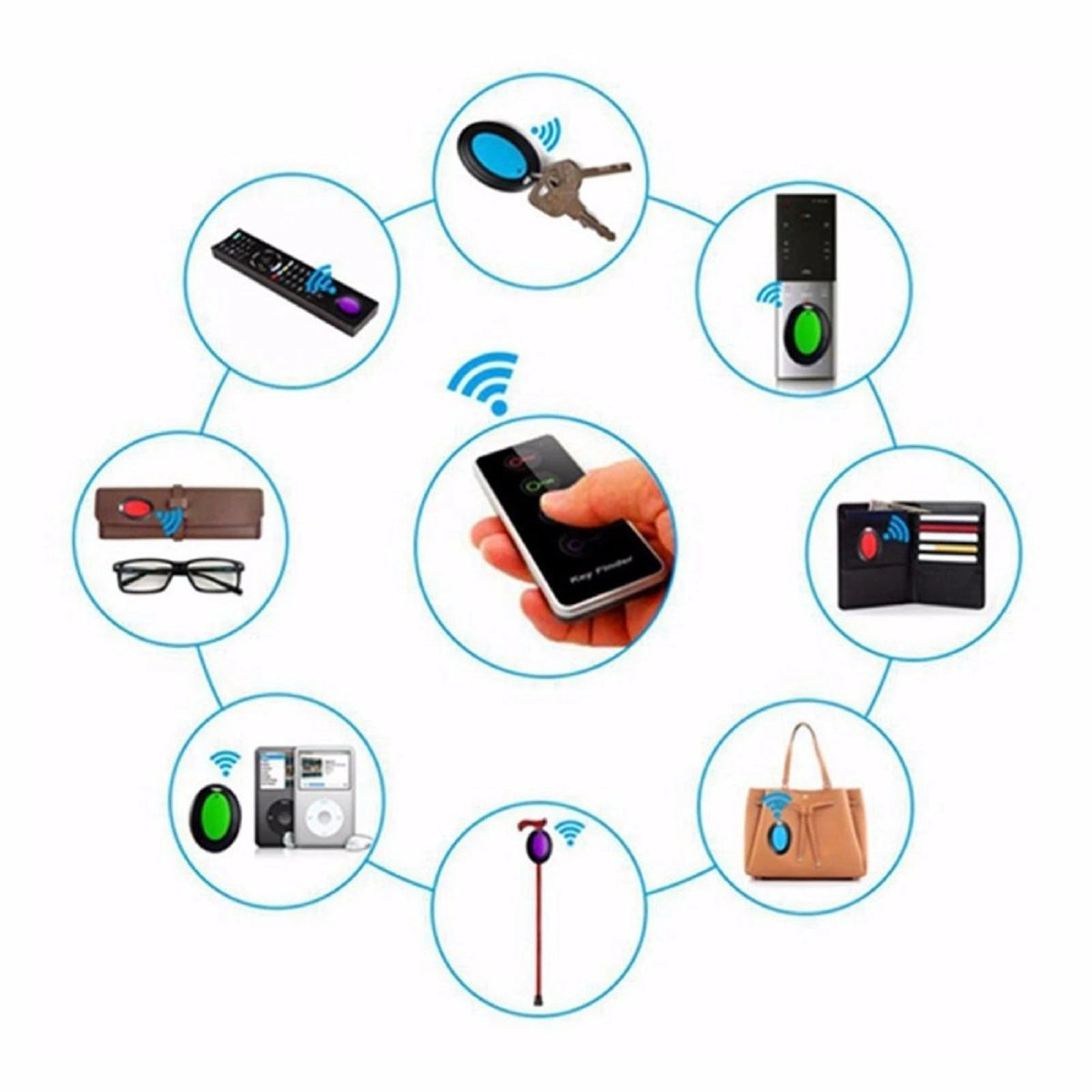 1 Pcs  Remote Wireless Key Finder Electronic Receiver Locator 4 in1 Alarm