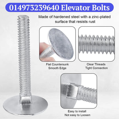 1/4-20 x 2 Elevator Bolts, Zinc Plated Flat Head X 2 Inch, Silver