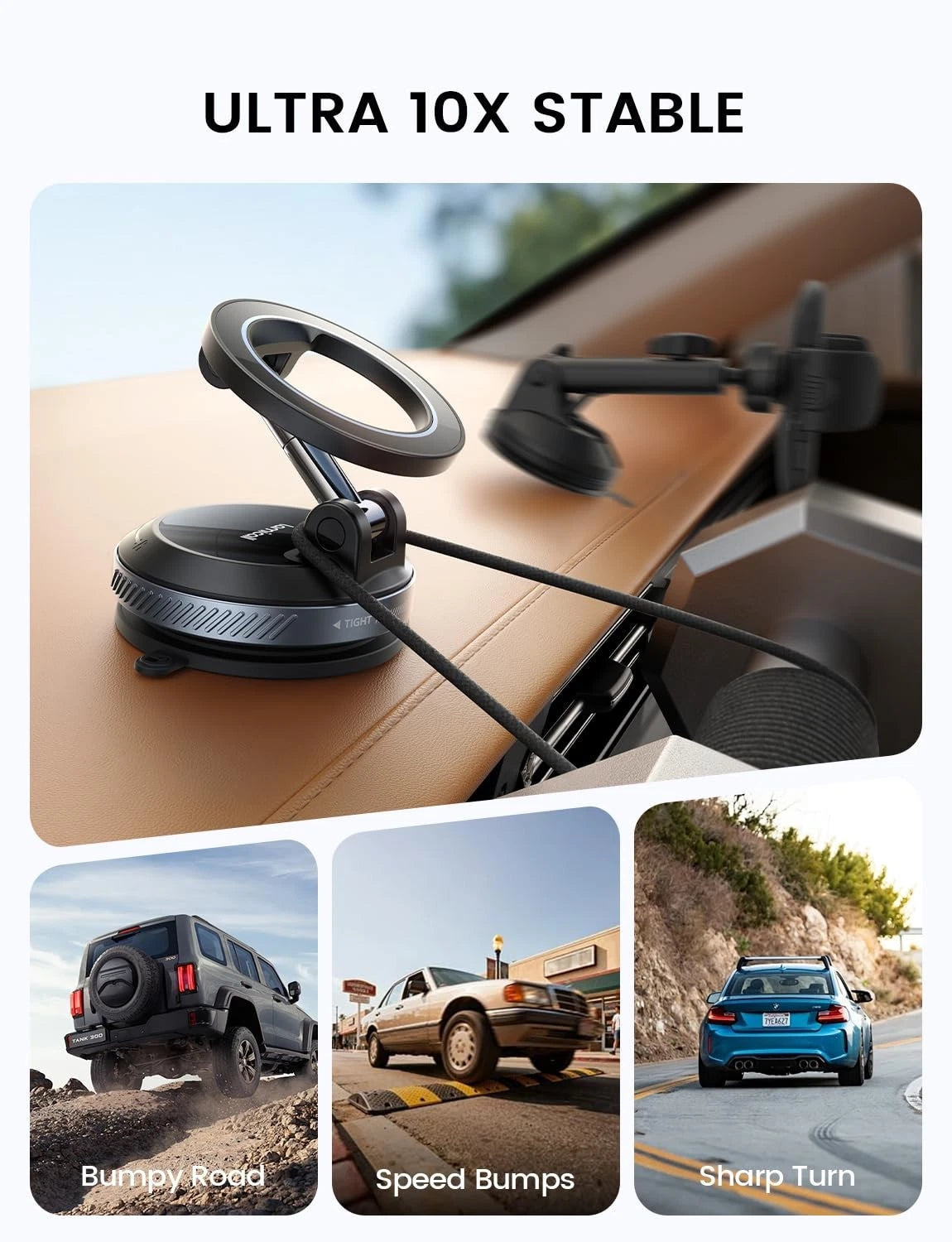 Lamicall Car Phone Holder Mount - [Ultra Vacuum Suction] Holders Black