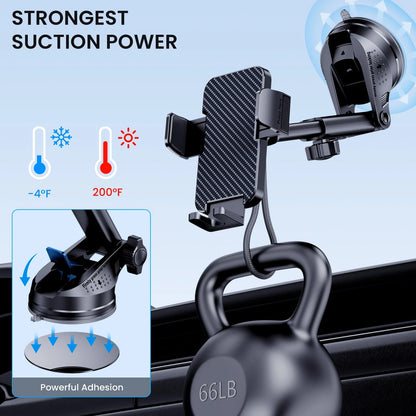 BIVGAZA Phone Holder Car [Military-Grade Suction] Universal Black