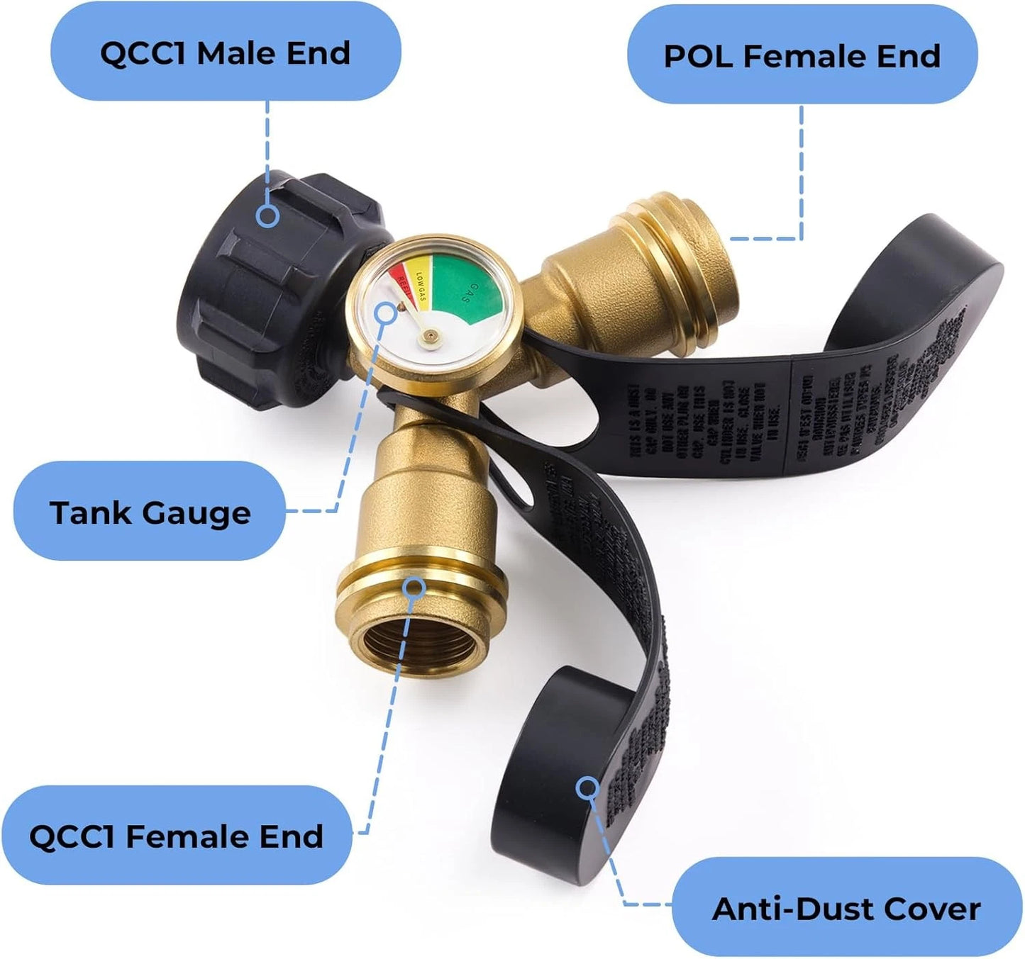 Propane Tank Splitter with Gauge 2 Way, Y Adapter Shut Off...