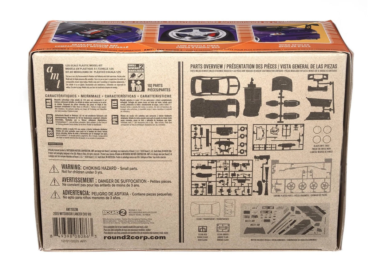 AMT 1995 Mitusbishi Lancer Evo 1:25 Scale Model Kit White