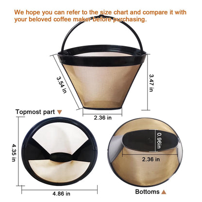 Ainreond 2Pcs Reusable Coffee Filter Basket, No.4 Cone one size, Black