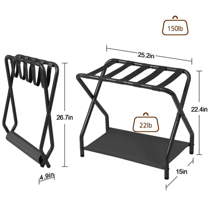 AMHANCIBLE Luggage Rack, Set of 2, Foldable Suitcase Stands Black