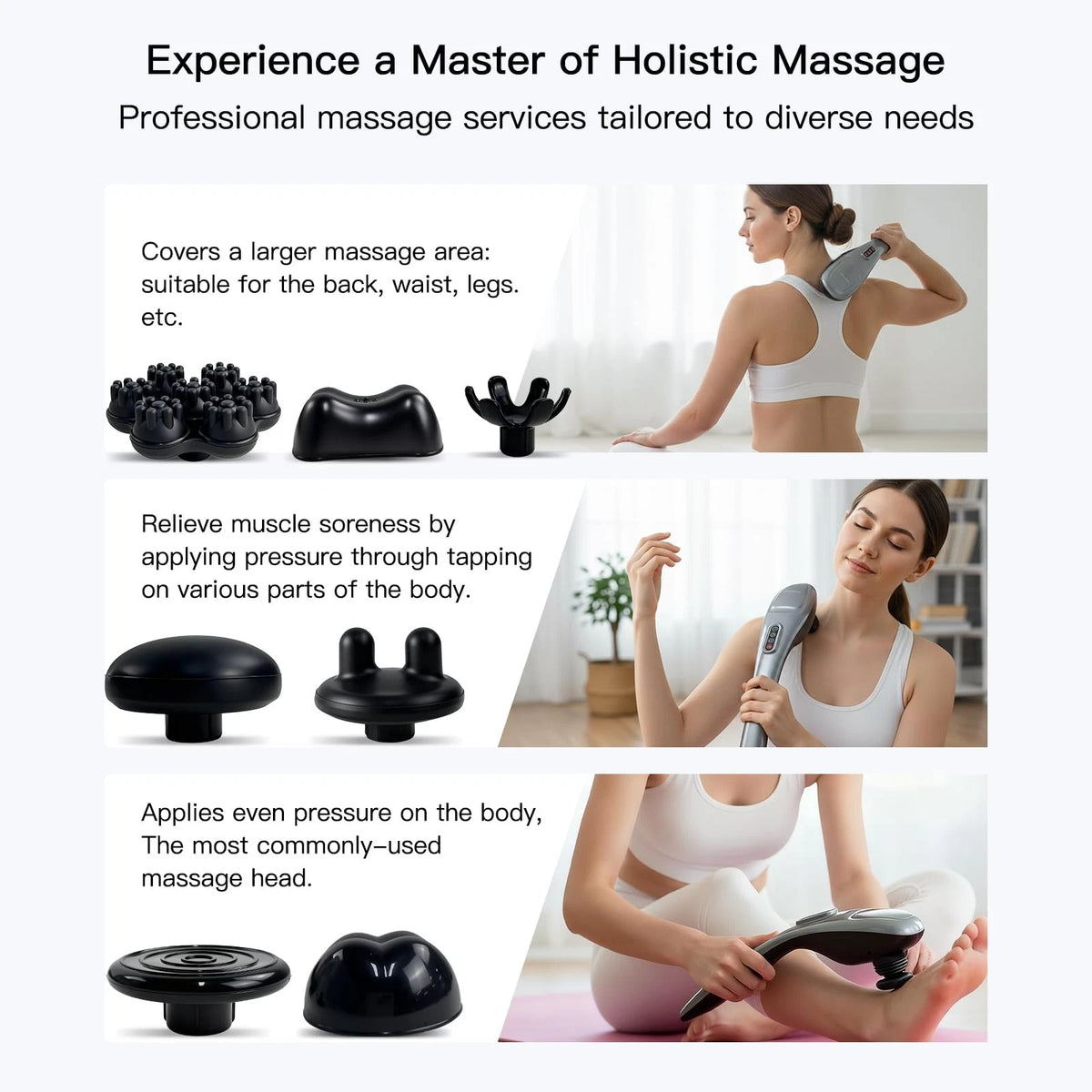 MEGAWISE Cordless Back Massager for Shoulders, Waist, Legs, Silver