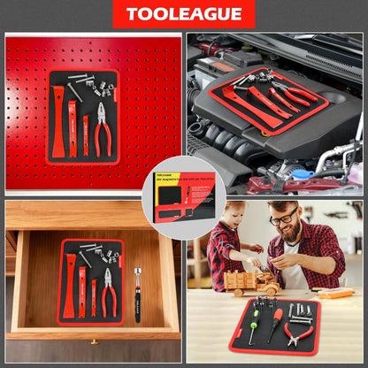 TOOLEAGUE 1Pc Magnetic Tool Mat with Pickup Tool, Black and Red