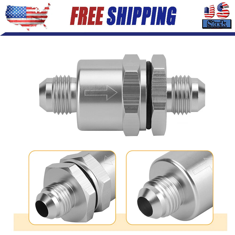 6AN Non Return One Way Inline Check Valve Fitting Aluminum-Sliver