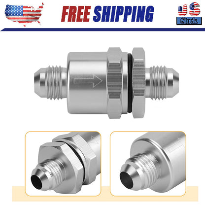 6AN Non Return One Way Inline Check Valve Fitting Aluminum-Sliver