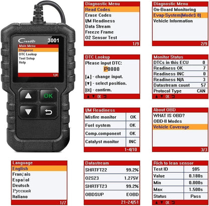 LAUNCH Creader 3001 OBD2 Scanner, Engine Launch x431 V+ Scan tool, CR3001