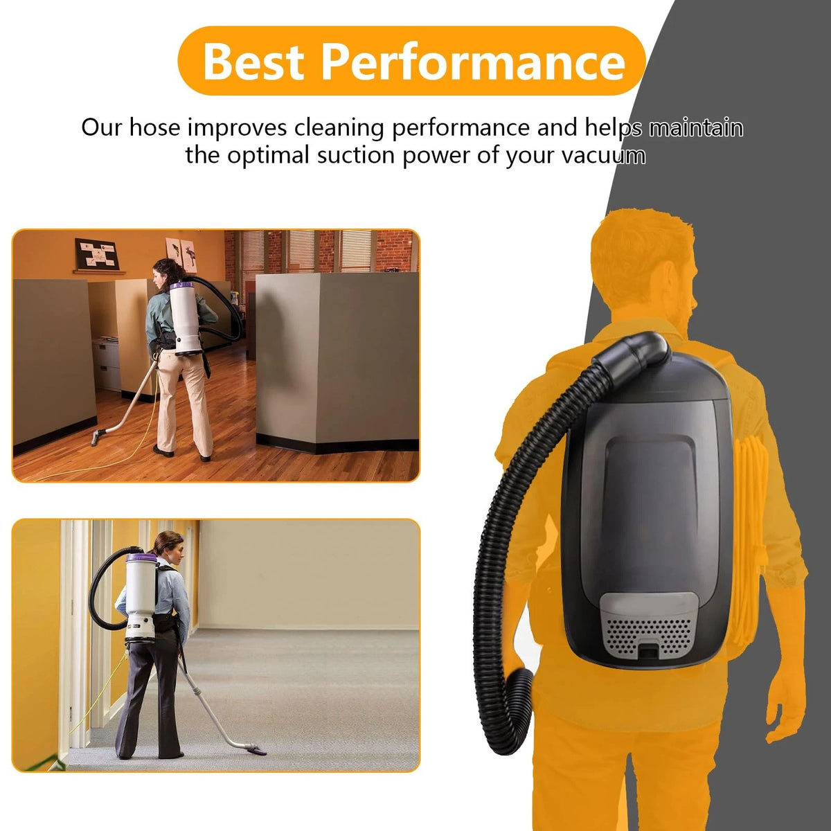 103048 Static-Dissipating Backpack Vacuum Hose 16" x 4" x 15", Black