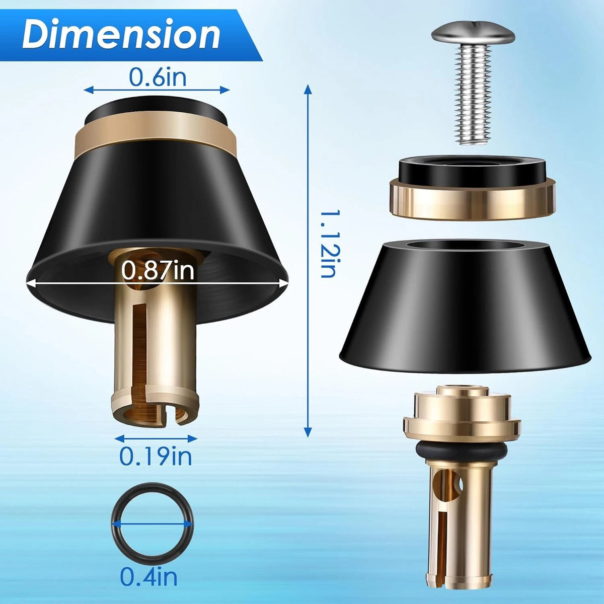 2 Pack Springless CHK Valve Replacement for PK2016 420 Series, black and gold