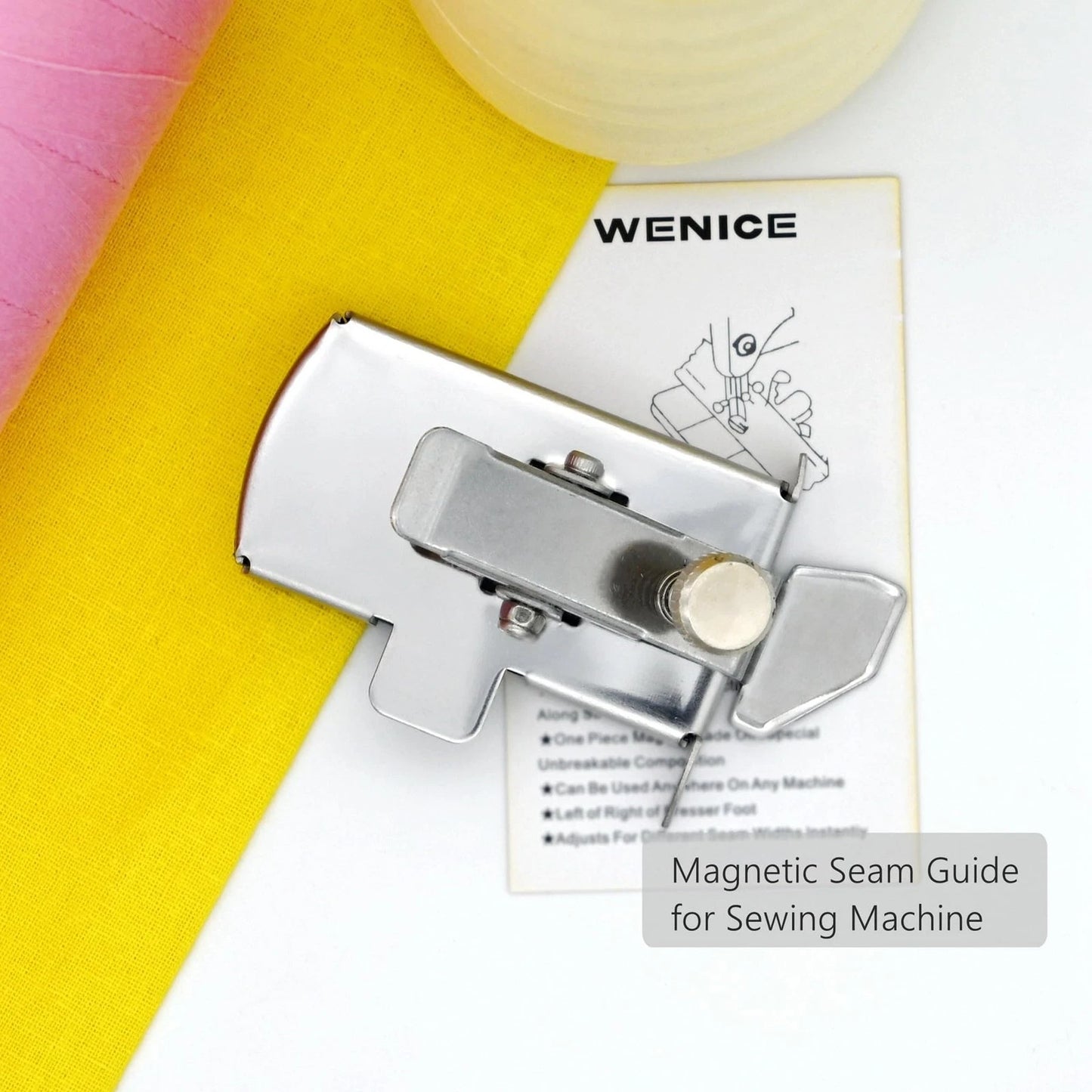 Magnetic Seam Guide for Sewing Machine,Guide 2 inches x 3.2 inches, Silver