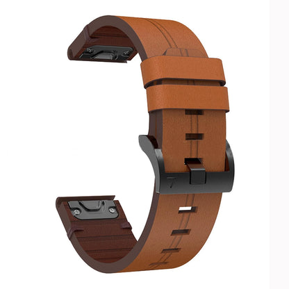 22mm Brown Leather Watchband Strap Quick Wristband For Garmin Fenix 5 6 7 B