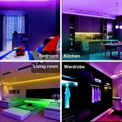 5M 16ft LED Strip Lights RGB 5050 Colour Changing Tape TV Cabinet Kitchen